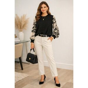 ADORE Black Textured Blouse